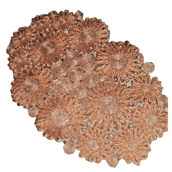 VTG Handmade Philippines Abaca Woven Hemp Mat 18" Trivet Table Protector MCM - Picture 1 of 16